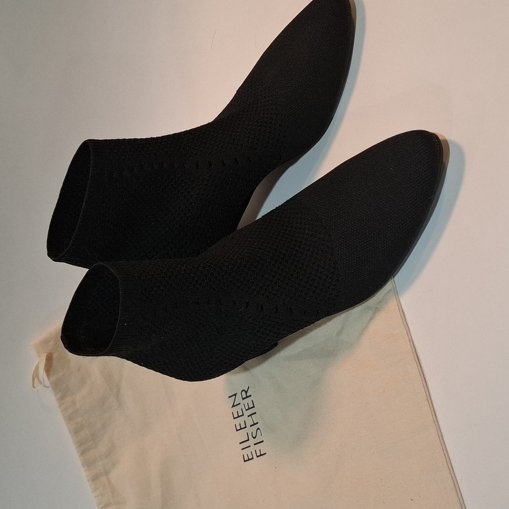Eileen Fisher Textured Black Heeled Boots